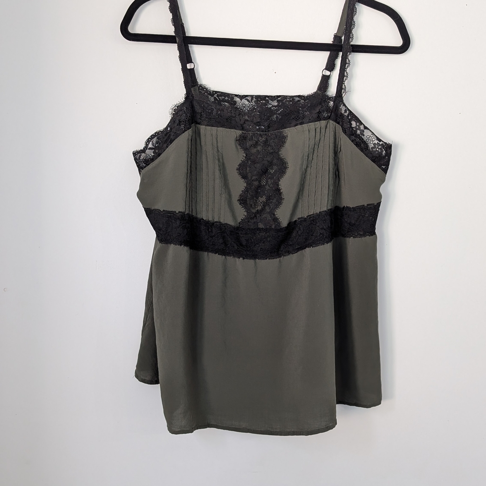 Torrid Black and Olive Lace Trim Cami Top